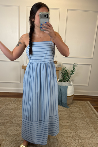 Blue Skies Striped Maxi Dress