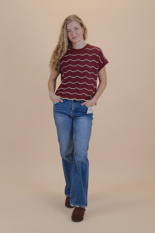 Ripple Wave Scallop Sweater Top