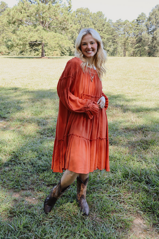 Sunset Boho Peasant Mini Dress