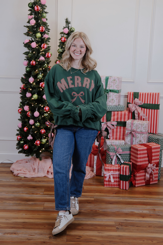 Merry Plaid Bow Sweatshirt