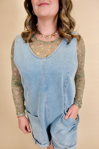Giddy Up Washed Denim Romper