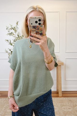 Sagewood Breeze Open Knit Top