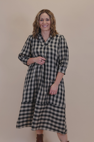 Harvest Check Relaxed Midi Dress
