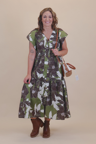 Olive Grove Midi Dress