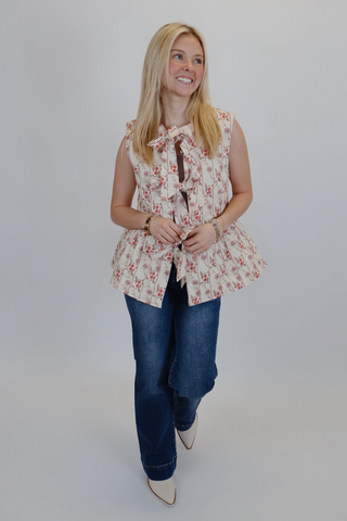Flora Ruffle Tie Vest