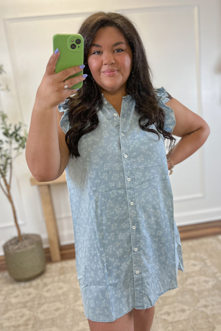 Bluebell Ruffle Chambray Tunic