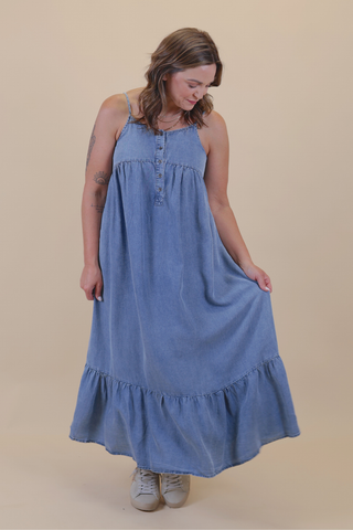 Willow Breeze Chambray Midi Dress