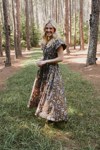 Woodland Whimsy Smocked Midi Dress