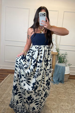 Mediterranean Muse Leaf Maxi Dress