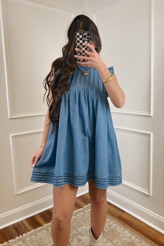Blue Skies Ruffle Mini Dress