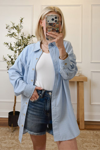 Blue Harbor Stripe Button Down