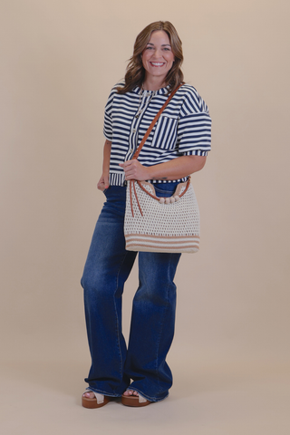 Harbor Stripe Button Top