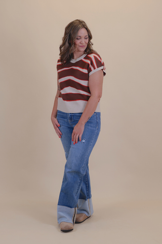 Cocoa Chevron Sweater Top