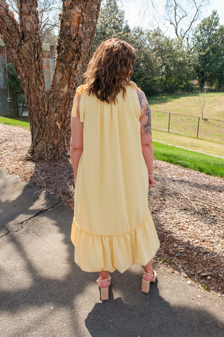 Fresh Lemonade Bubble Hem Midi Dress