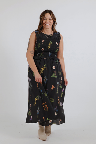 Midnight Garden Floral Midi Dress