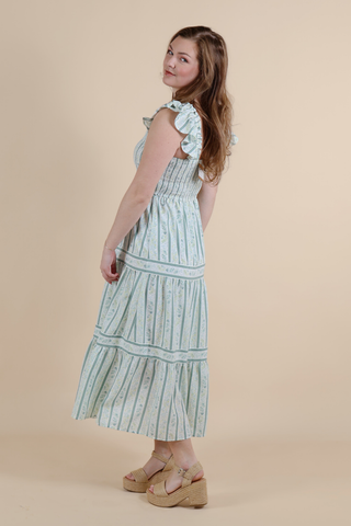 Seafoam Garden Tiered Midi Dress