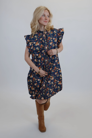 Saddle Rose Ruffle Dress
