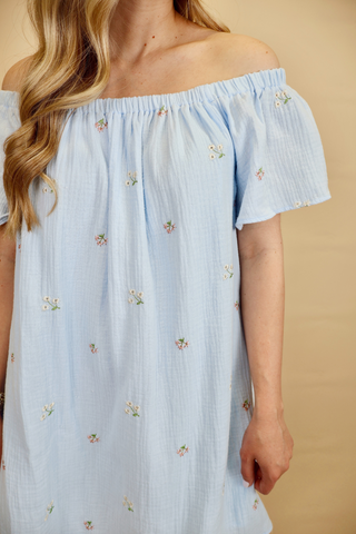 Flower Picking Gauze Mini Dress