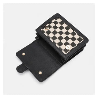 Checkered Buckle Flap Mini Satchel