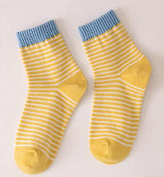 Striped Ribbed Ankle Crew Socks