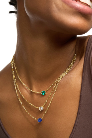 Cailin Gold Pendant Necklace in Blue Crystal