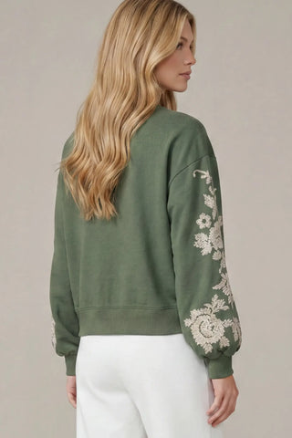 Garden Bloom Embroidered Sleeve Top