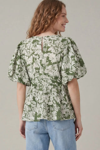 Wild Daisy Puff Sleeve Peplum Top