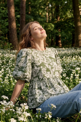 Wild Daisy Puff Sleeve Peplum Top