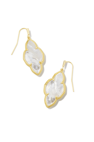 Abbie Gold Drop Earrings in Ivory Mother-of-Pearl
