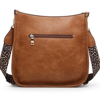 Cow Print Whipstitch Strap Crossbody