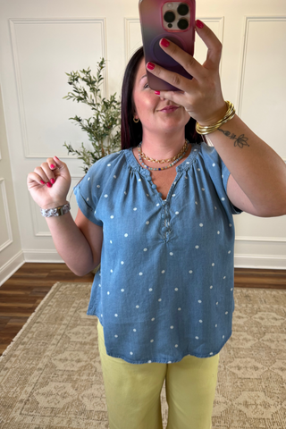 Blue Skies Polka Top