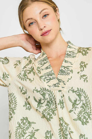 Willow Vine Ruffle Trim Blouse