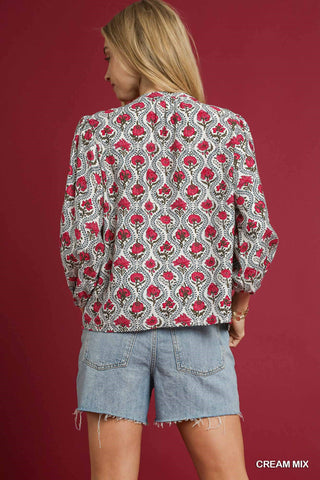 Garden Grace Floral Tie Blouse