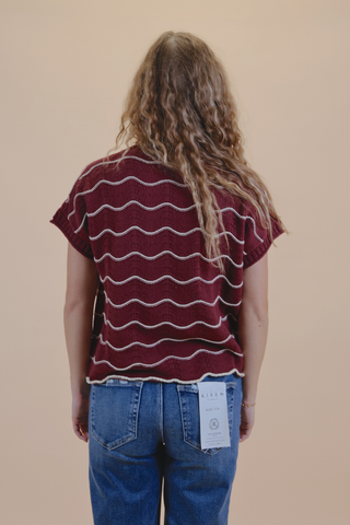 Ripple Wave Scallop Sweater Top