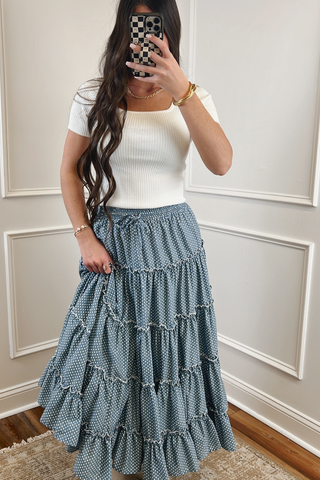 The Daisy Dot Tiered Maxi Skirt