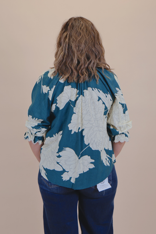Peony Bloom Scallop Sleeve Blouse
