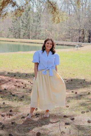 Skyview Stripe Tie Front Blouse