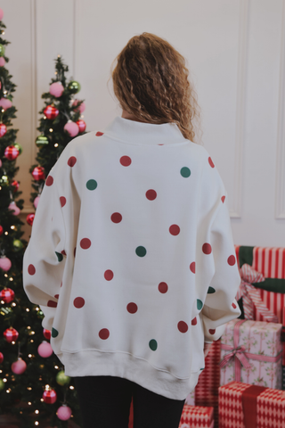 Joyful Dots Holiday Mock Neck Sweatshirt