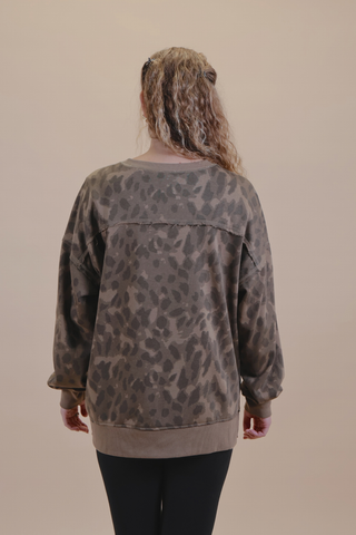 Espresso Leopard Pullover in Plus