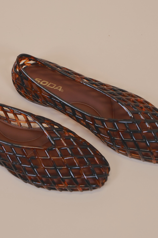 The Riviera Tortoise Woven Jelly Flats