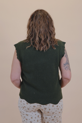 Sweet Scallop Button Front Sweater Vest
