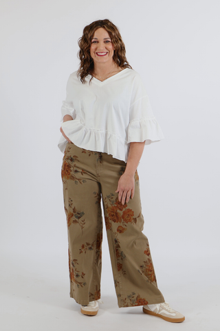 Washed Willow Ruffle Knit Top
