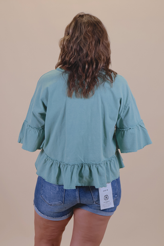 Washed Willow Ruffle Knit Top