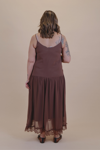 Midnight Romance Lace Trim Slip Dress