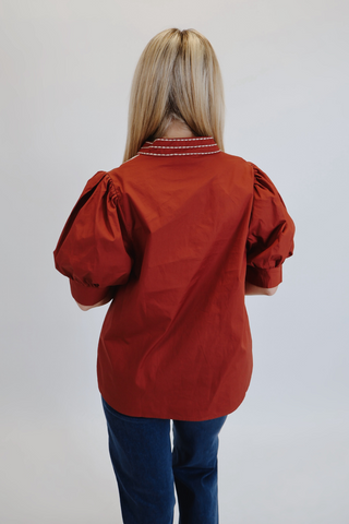 Sienna Embroidered Puff Sleeve Top