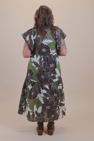 Olive Grove Midi Dress