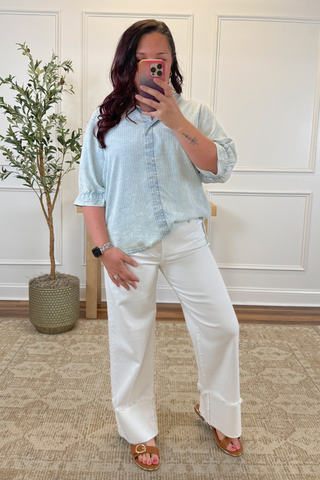 Harbor Stripe Chambray Button-Up