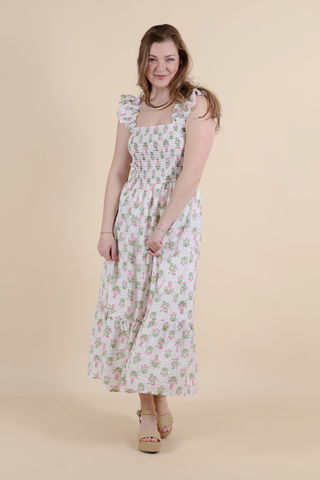 Petal Garden Smocked Midi Dress