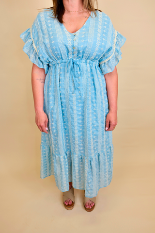 Embroidered Boho Midi Dress