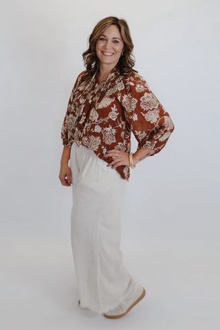 Smocked Boho Floral Blouse